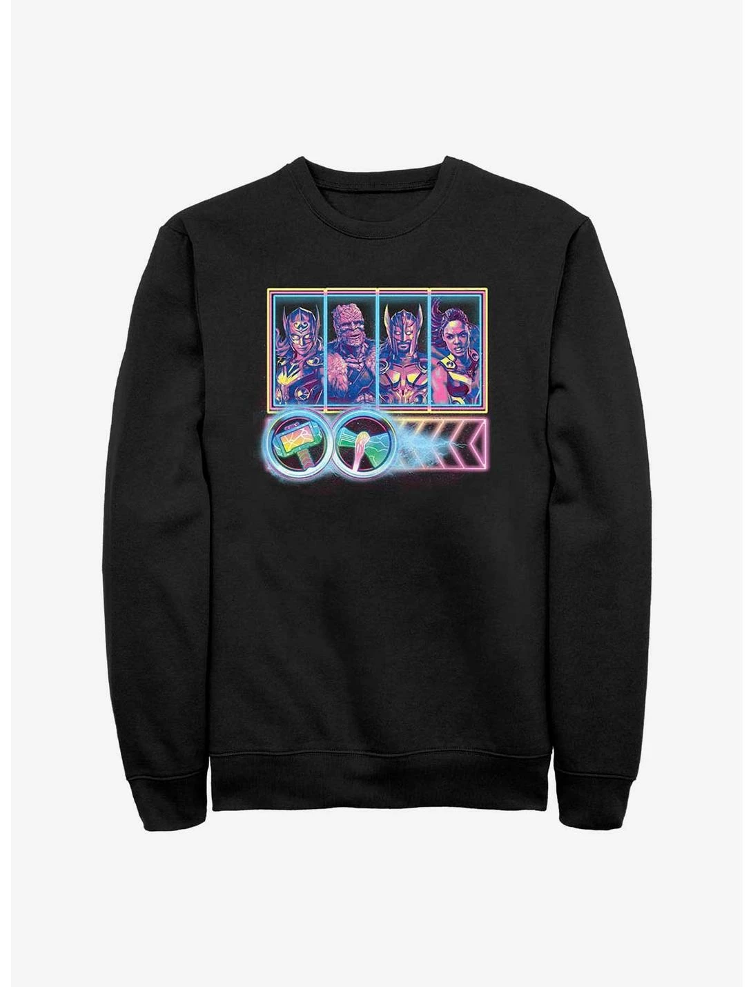 Null Marvel Thor: Love And Thunder Neon Character Select Sweatshirt 1 Null Marvel Thor: Love And Thunder Neon Character Select Sweatshirt