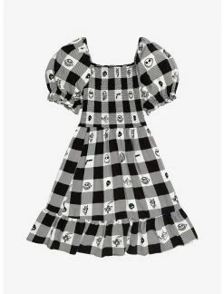 HUNIVERS Her Universe Disney The Nightmare Before Christmas Face Portraits Gingham Smocked Dress