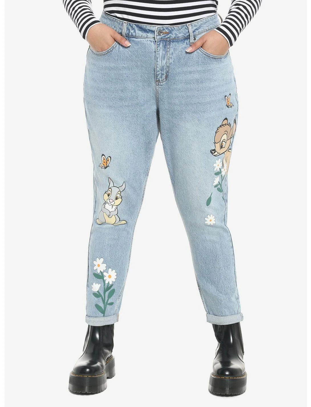 HUNIVERS Disney Bambi & Thumper Mom Jeans Plus Size 1 HUNIVERS Disney Bambi & Thumper Mom Jeans Plus Size
