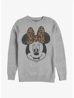 Null Disney Minnie Mouse Face Leopard Bow Sweatshirt