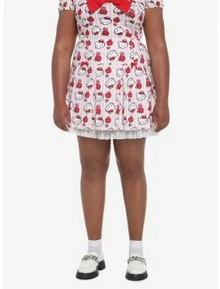 HUNIVERS Hello Kitty Apple Stripe Pleated Skirt Plus Size
