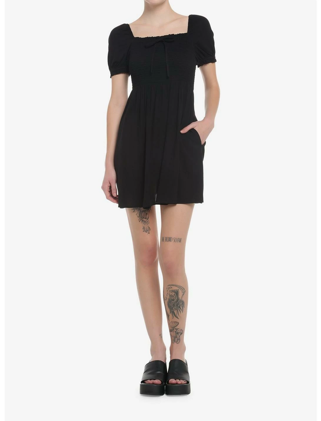 HUNIVERS Black Smocked Mini Dress 2 HUNIVERS Black Smocked Mini Dress - Image 2