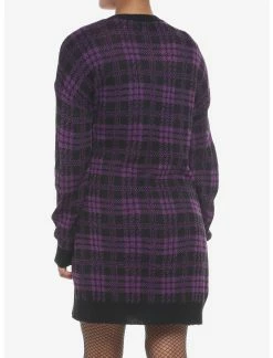 HUNIVERS Purple & Black Plaid Oversized Cardigan 5 HUNIVERS Purple & Black Plaid Oversized Cardigan -Dresses Online Store 19355958 av2