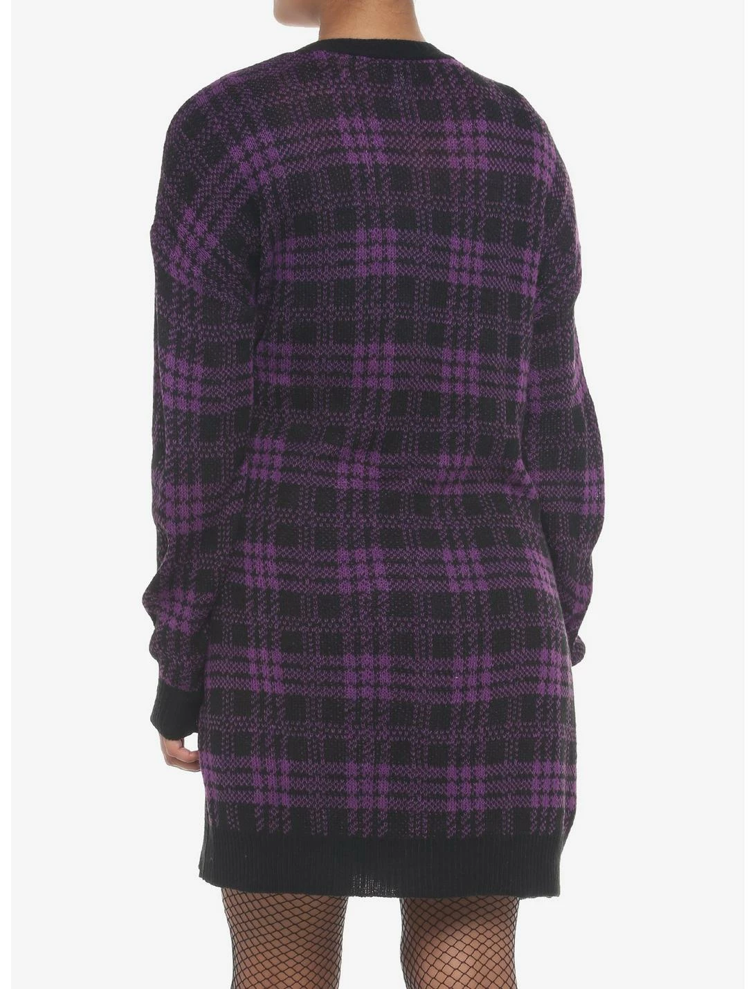 HUNIVERS Purple & Black Plaid Oversized Cardigan 3 HUNIVERS Purple & Black Plaid Oversized Cardigan - Image 3