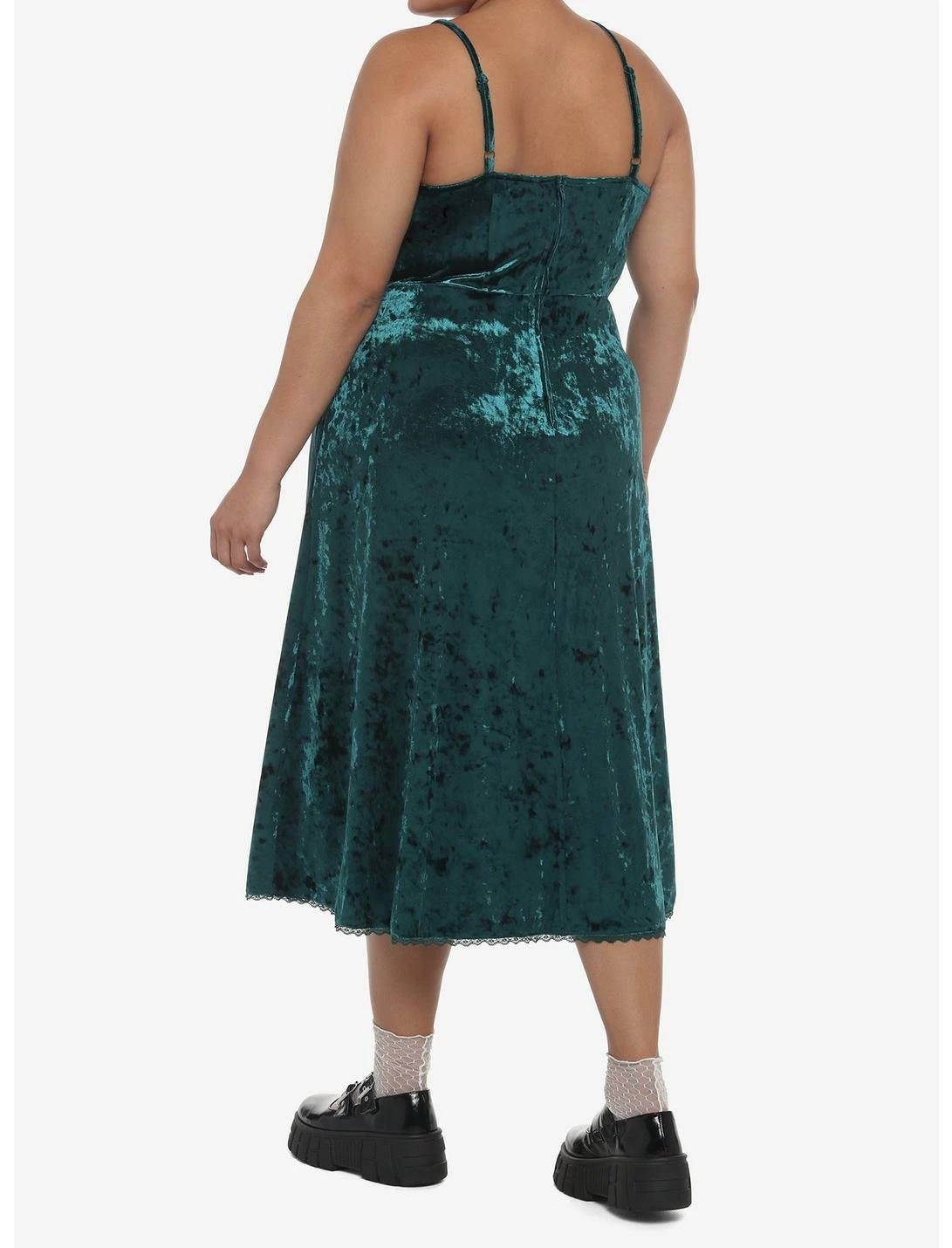 HUNIVERS Green Velvet Midi Slip Dress Plus Size 3 HUNIVERS Green Velvet Midi Slip Dress Plus Size - Image 3