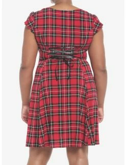 HUNIVERS Red Plaid Retro Sweetheart Dress Plus Size -Dresses Online Store 19356115 av2