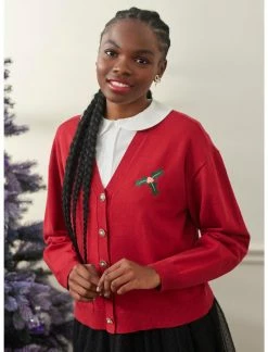 HUNIVERS Her Universe Holiday Retro Mistletoe Skimmer Cardigan