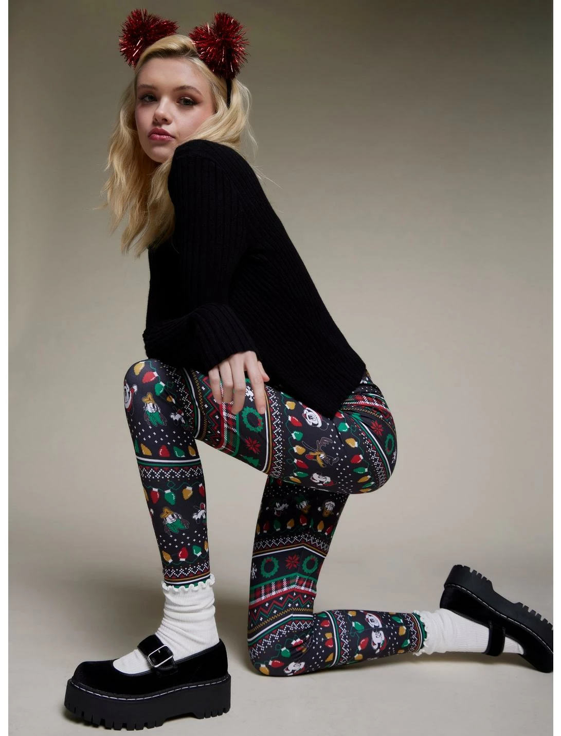 HUNIVERS Her Universe Disney Holiday Mickey Mouse & Friends Fair Isle Leggings 2 HUNIVERS Her Universe Disney Holiday Mickey Mouse & Friends Fair Isle Leggings - Image 2