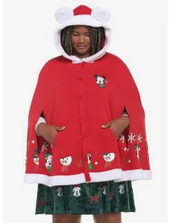 HUNIVERS Her Universe Disney Holiday Mickey Mouse Hooded Cape Plus Size
