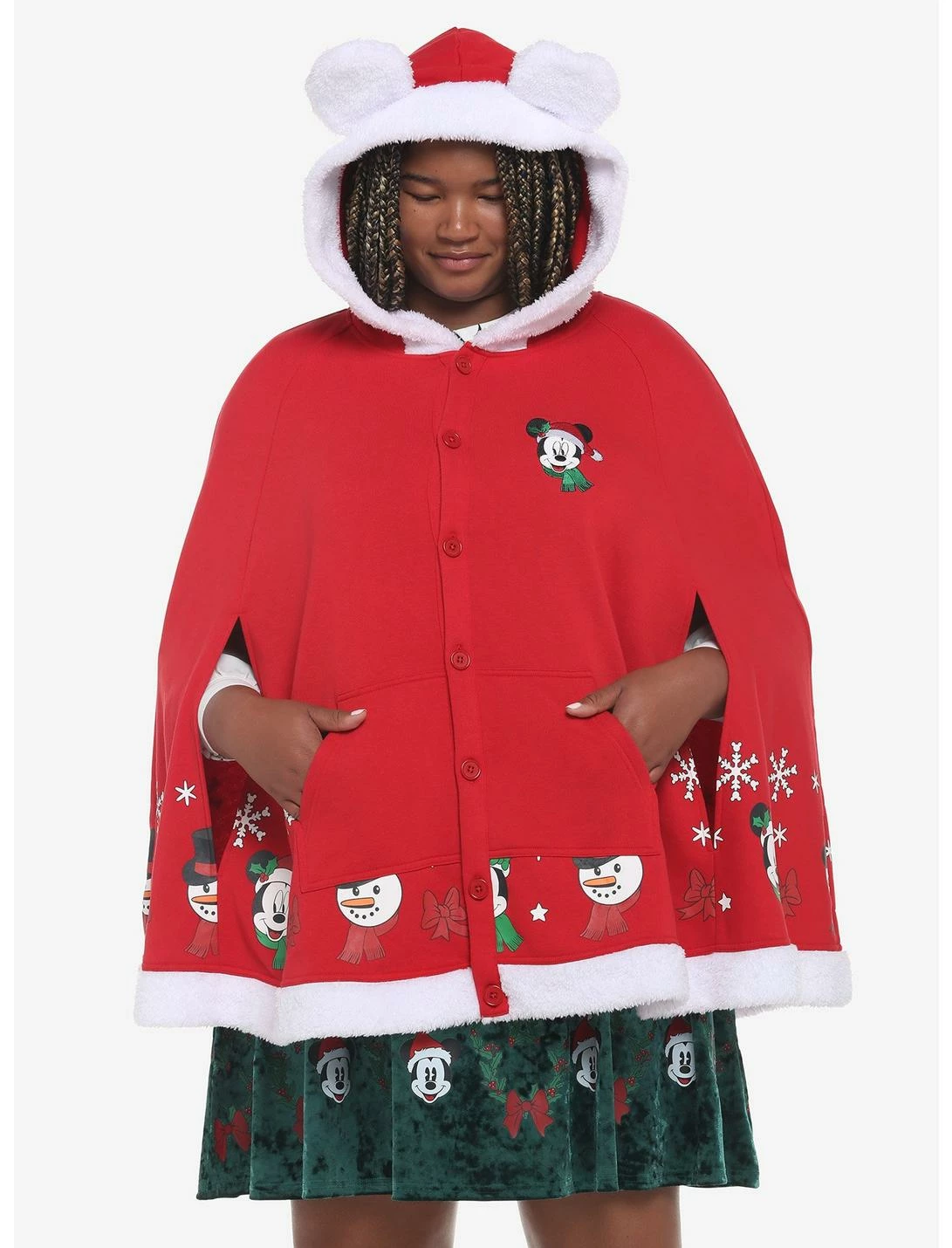 HUNIVERS Her Universe Disney Holiday Mickey Mouse Hooded Cape Plus Size 1 HUNIVERS Her Universe Disney Holiday Mickey Mouse Hooded Cape Plus Size