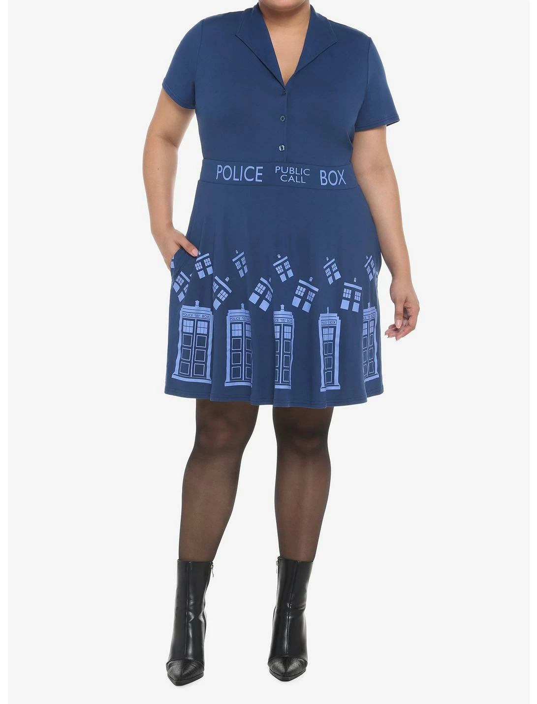HUNIVERS Her Universe Doctor Who TARDIS Retro Dress Plus Size 2 HUNIVERS Her Universe Doctor Who TARDIS Retro Dress Plus Size - Image 2