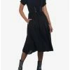 Null Black Puff Sleeve Corset Midi Dress