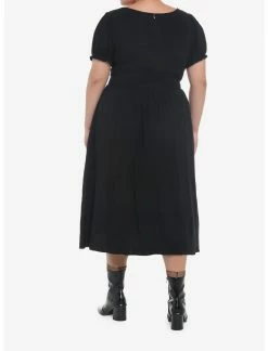 Null Black Puff Sleeve Corset Midi Dress Plus Size -Dresses Online Store 19543662 av2