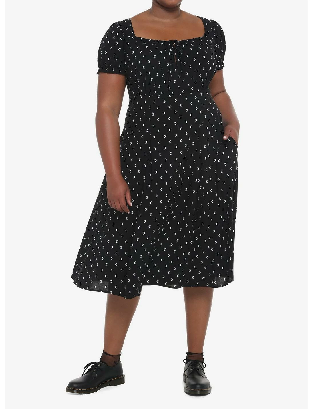 Null Black Crescent Moon Puff Sleeve Midi Dress Plus Size 2 Null Black Crescent Moon Puff Sleeve Midi Dress Plus Size - Image 2