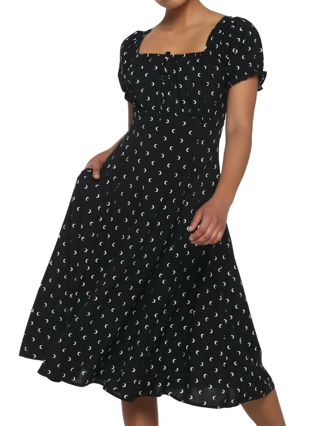 Null Black Crescent Moon Puff Sleeve Midi Dress 1 Null Black Crescent Moon Puff Sleeve Midi Dress