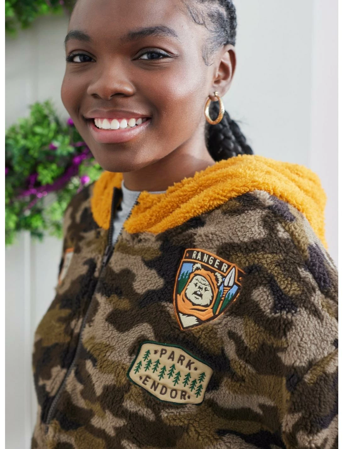 HUNIVERS Her Universe Star Wars Ewok Sherpa Camouflage Hoodie 3 HUNIVERS Her Universe Star Wars Ewok Sherpa Camouflage Hoodie - Image 3