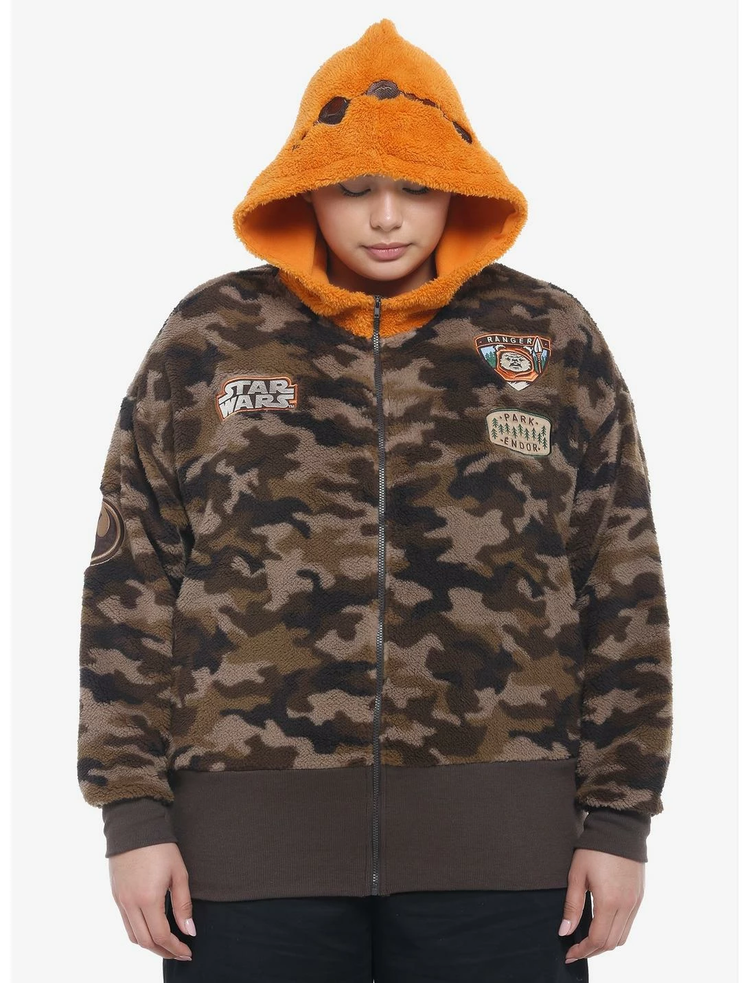 HUNIVERS Her Universe Star Wars Ewok Sherpa Camouflage Hoodie Plus Size 1 HUNIVERS Her Universe Star Wars Ewok Sherpa Camouflage Hoodie Plus Size
