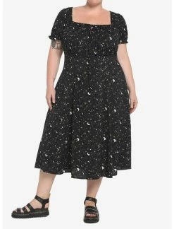 Null Ditsy Celestial Midi Dress Plus Size