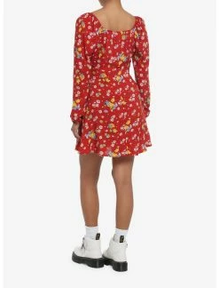 HUNIVERS Disney Winnie The Pooh Floral Long-Sleeve Dress -Dresses Online Store 19621007 av2