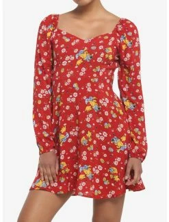 HUNIVERS Disney Winnie The Pooh Floral Long-Sleeve Dress