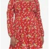 HUNIVERS Disney Winnie The Pooh Floral Long-Sleeve Dress Plus Size
