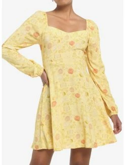 HUNIVERS Disney Beauty And The Beast Floral Long-Sleeve Dress