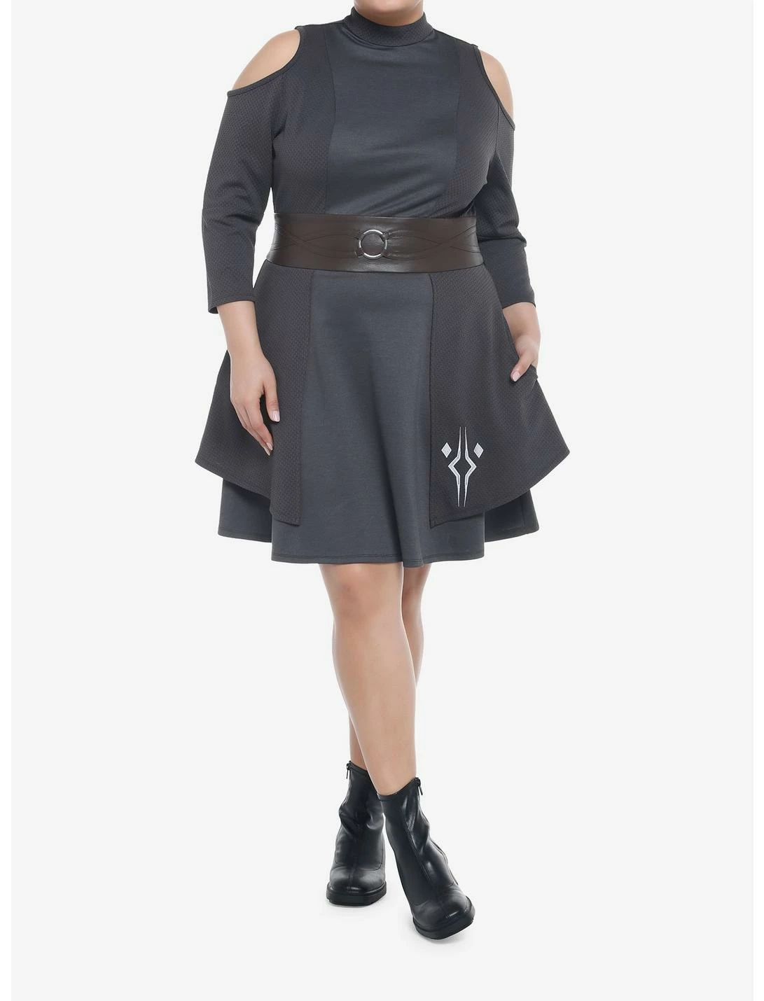 HUNIVERS Her Universe Star Wars The Mandalorian Ahsoka Cold Shoulder Dress Plus Size 2 HUNIVERS Her Universe Star Wars The Mandalorian Ahsoka Cold Shoulder Dress Plus Size - Image 2