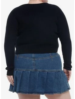 Null Black Double Tie-Front Girls Crop Cardigan Plus Size -Dresses Online Store 19801197 av2