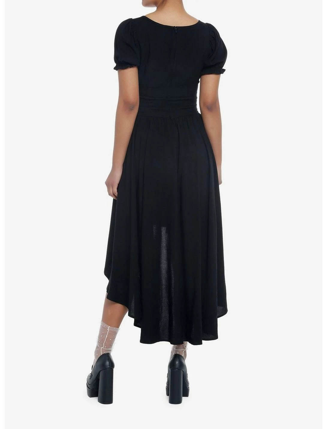 Null Black Babydoll Lace-Up Midi Dress 3 Null Black Babydoll Lace-Up Midi Dress - Image 3