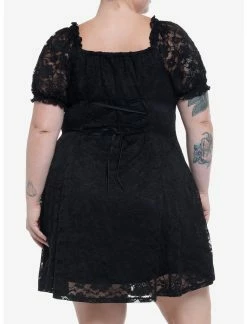 Null Black Lace Babydoll Dress Plus Size -Dresses Online Store 19801242 av2