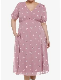 HUNIVERS Her Universe Disney Minnie Mouse Flower Chiffon Midi Dress Plus Size