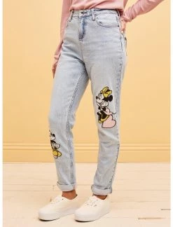 HUNIVERS Her Universe Disney Mickey Mouse & Minnie Mouse Mom Jeans