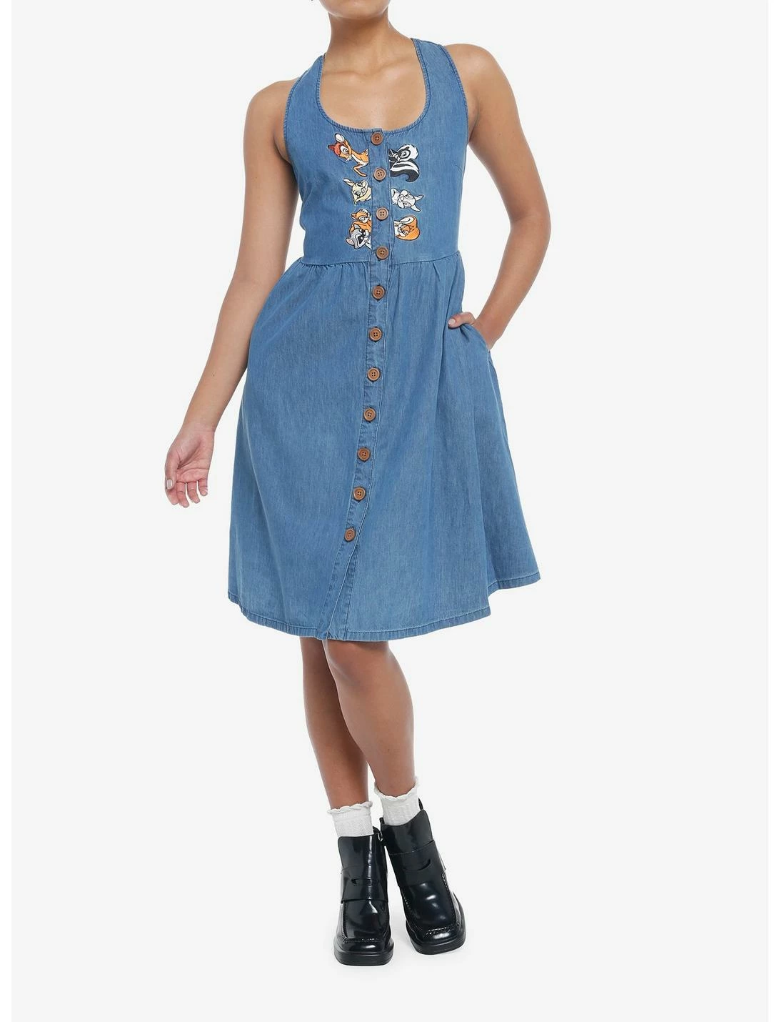 HUNIVERS Disney Bambi Forest Friends Denim Dress 2 HUNIVERS Disney Bambi Forest Friends Denim Dress - Image 2
