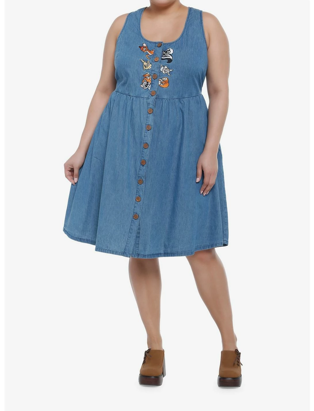 HUNIVERS Disney Bambi Forest Friends Denim Dress Plus Size 2 HUNIVERS Disney Bambi Forest Friends Denim Dress Plus Size - Image 2