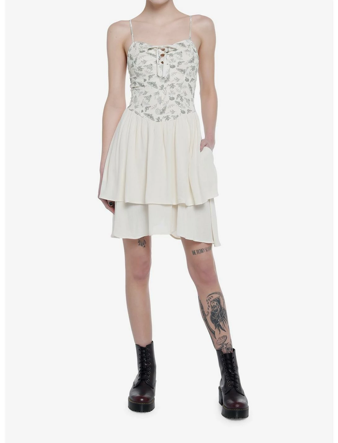 Null Cottagecore Ivory Strappy Tiered Dress 2 Null Cottagecore Ivory Strappy Tiered Dress - Image 2