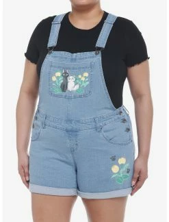 HUNIVERS Her Universe Studio Ghibli Kiki's Delivery Service Jiji & Lily Flower Shortalls Plus Size
