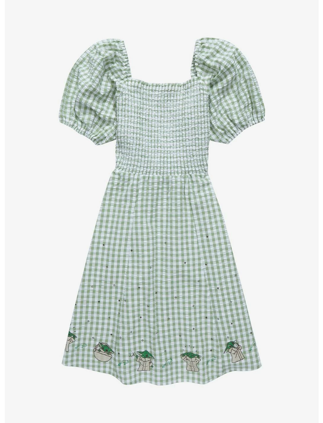 HUNIVERS Her Universe Star Wars The Mandalorian Grogu Gingham Smock Dress 1 HUNIVERS Her Universe Star Wars The Mandalorian Grogu Gingham Smock Dress