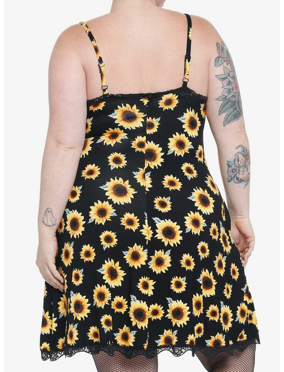 HUNIVERS Sunflowers & Lace Slip Dress Plus Size 3 HUNIVERS Sunflowers & Lace Slip Dress Plus Size - Image 3