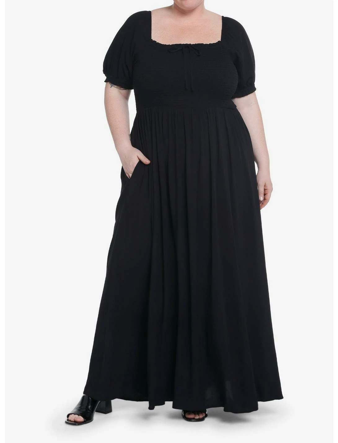 Null Thorn & Fable Black Smock Puff Sleeve Maxi Dress Plus Size 1 Null Thorn & Fable Black Smock Puff Sleeve Maxi Dress Plus Size
