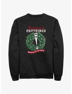 Null Disney The Nightmare Before Christmas Santa Jack Season's Creepings Wreath Sweatshirt